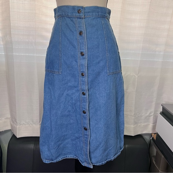 Vintage denim Sportswear International Midi button down skirt - Picture 10 of 10